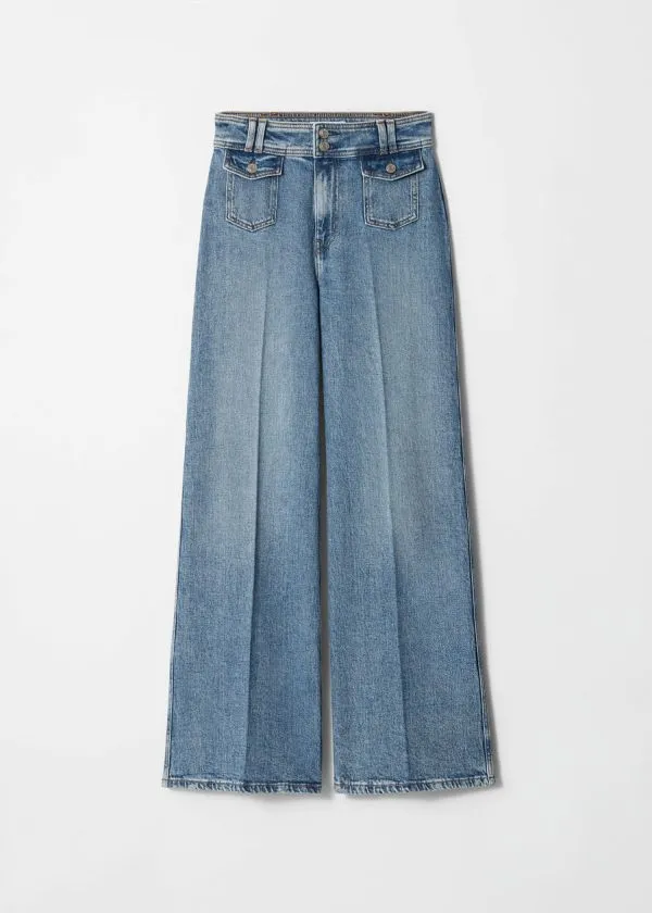 Women Jeans and Other Stories PressCrease Flared Jeans Washed Light Blue