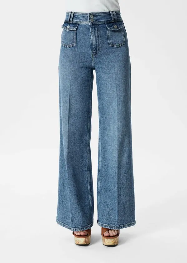Women Jeans and Other Stories PressCrease Flared Jeans Washed Light Blue
