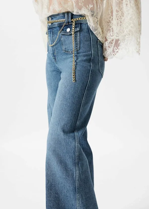 Women Jeans and Other Stories PressCrease Flared Jeans Washed Light Blue