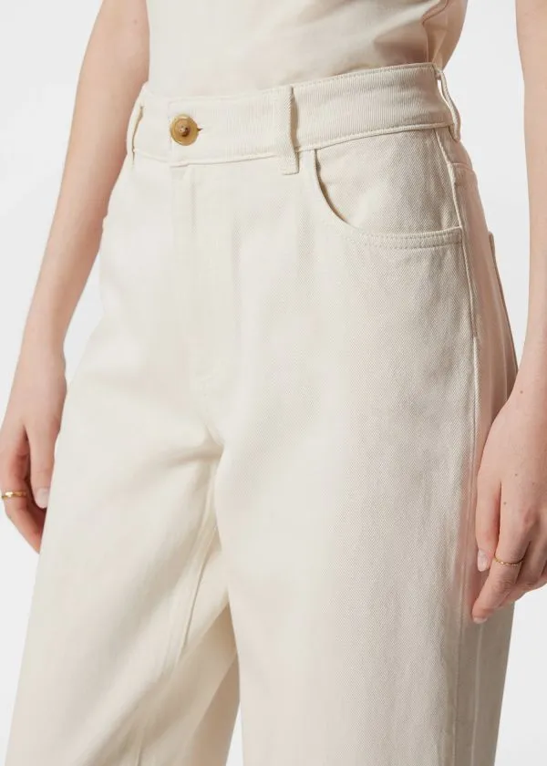 Women Jeans and Other Stories Straight Cropped Jeans Cream