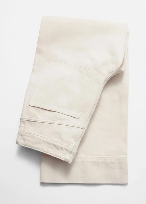 Women Jeans and Other Stories Straight Cropped Jeans Cream
