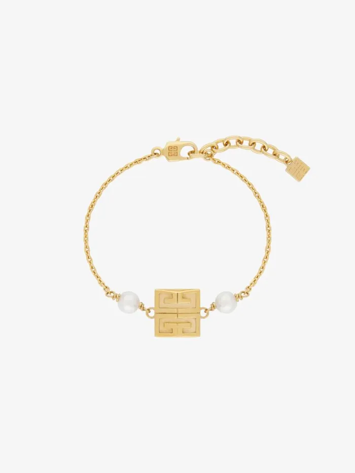 Women Jewelry Givenchy 4G Bracelet In Metal With Pearls Golden Yellow