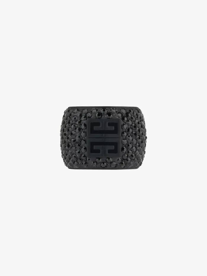 Women Jewelry Givenchy 4G Ring In Metal With Crystals Black