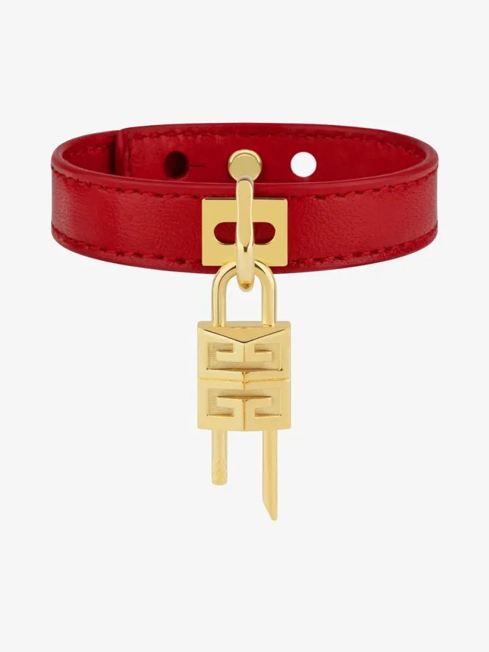Women Jewelry Givenchy Mini Lock Bracelet In Metal And Leather Goldenred Women Jewelry Givenchy Mini Lock Bracelet In Metal And Leather Goldenred