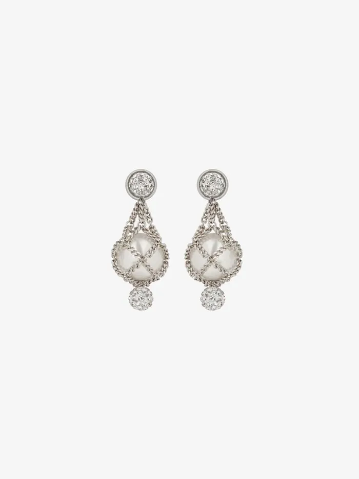 Women Jewelry Givenchy Pearling Earrings In Metal With Pearls And Crystals Whitesilvery