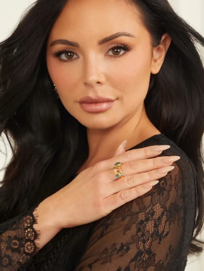 Women Jewelry GUESS Textured GoldTone Stone Ring SilverGold Women Jewelry GUESS Textured GoldTone Stone Ring SilverGold