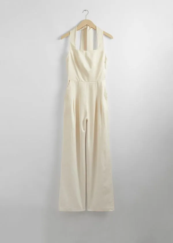 Women Jumpsuits and Other Stories Halterneck Jumpsuit White