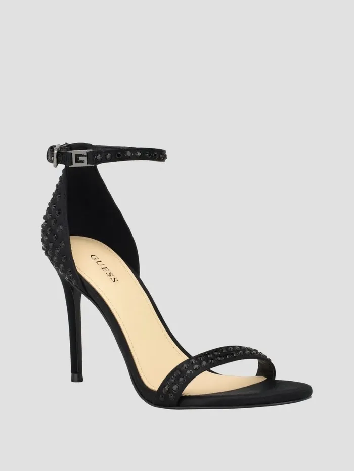 Women Kabaile Rhinestone Heels Black 001 Sandals GUESS