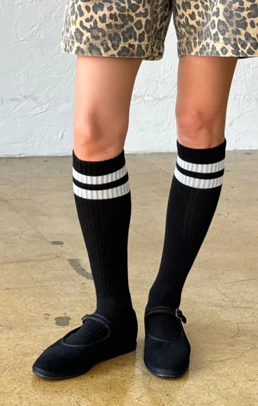 Women Knee High Boyfriend Socks Black Lisa Says Gah Socks Women Knee High Boyfriend Socks Black Lisa Says Gah Socks