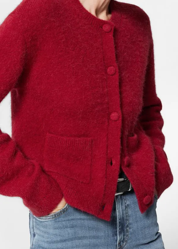 Women Knitwear and Other Stories Boxy CrewNeck Cardigan Red