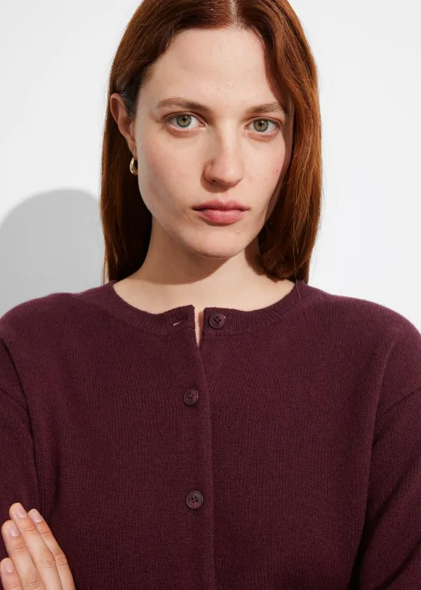 Women Knitwear and Other Stories Boxy Merino Wool Cardigan Dark Red