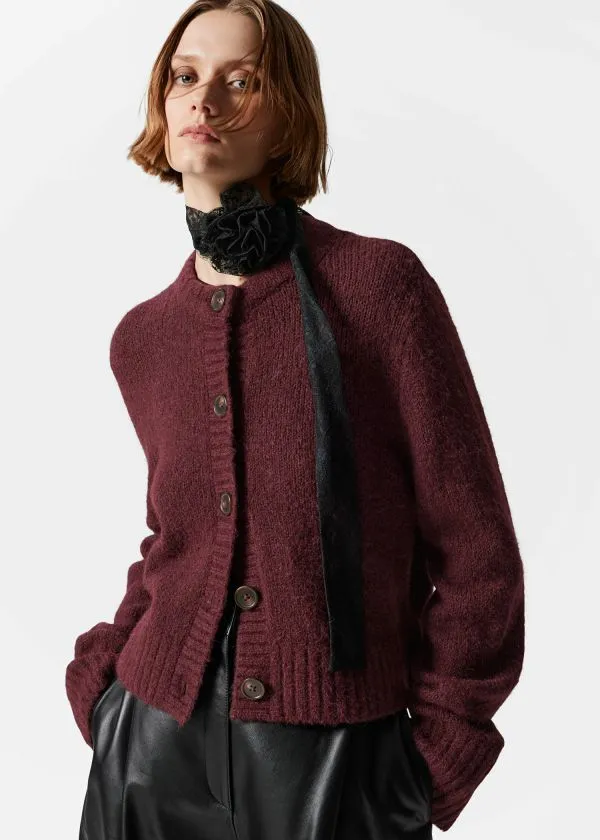 Women Knitwear and Other Stories Buttoned Knit Cardigan Dark Red Women Knitwear and Other Stories Buttoned Knit Cardigan Dark Red