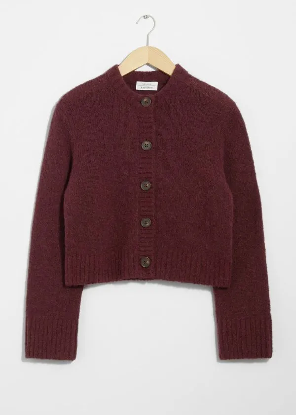 Women Knitwear and Other Stories Buttoned Knit Cardigan Dark Red Women Knitwear and Other Stories Buttoned Knit Cardigan Dark Red
