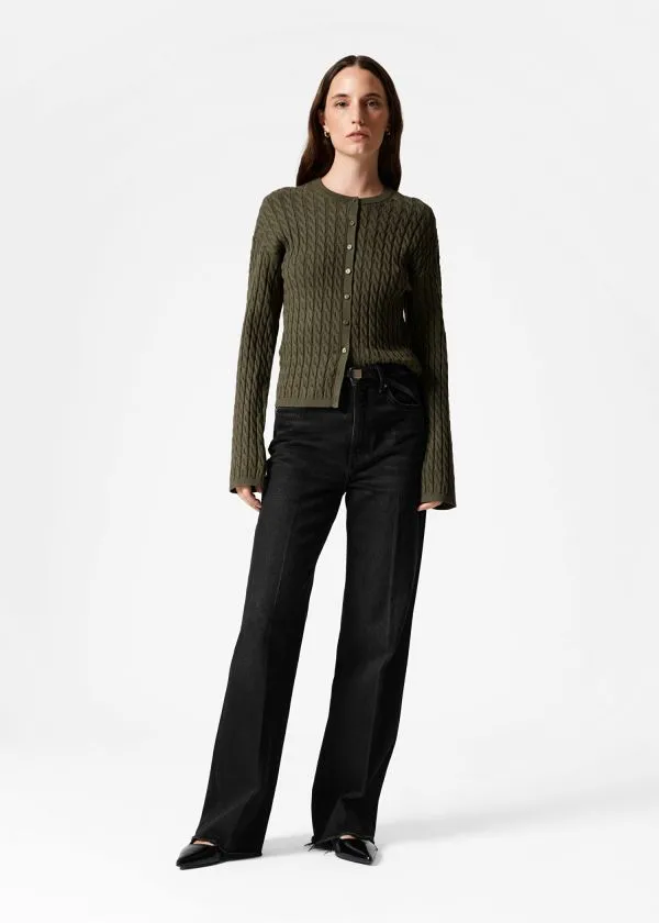 Women Knitwear and Other Stories CableKnit Cardigan Khaki