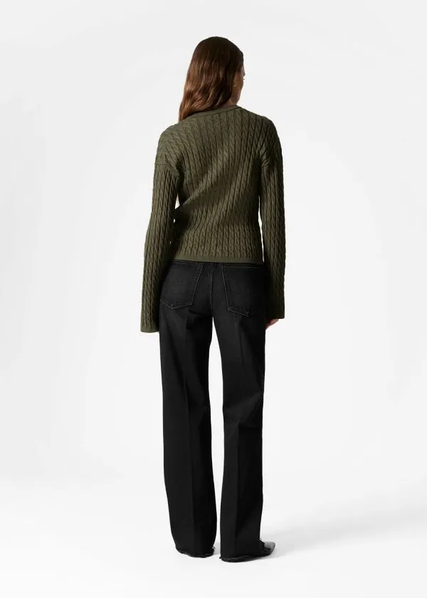 Women Knitwear and Other Stories CableKnit Cardigan Khaki