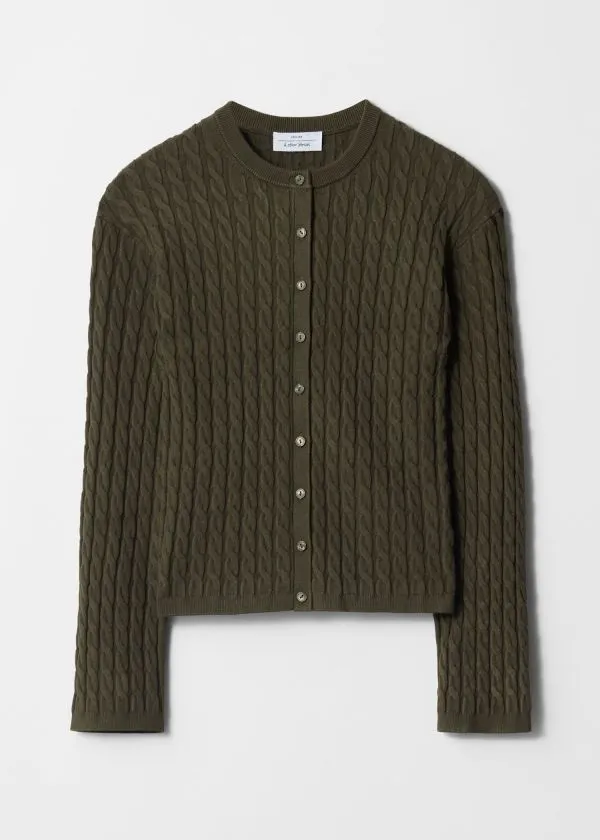 Women Knitwear and Other Stories CableKnit Cardigan Khaki
