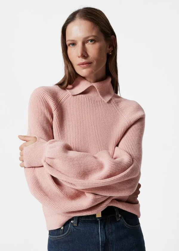 Women Knitwear and Other Stories Collared PuffSleeve Jumper Dusty Pink