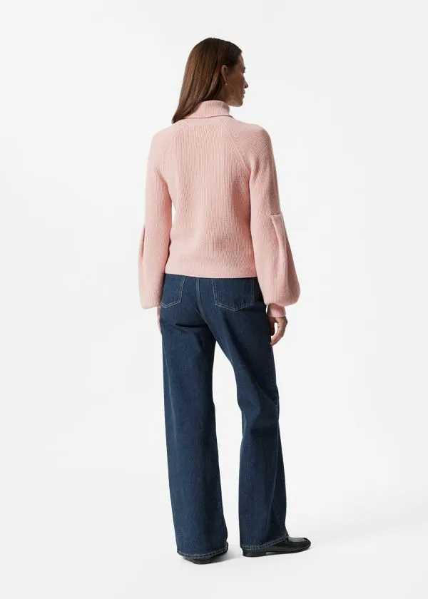 Women Knitwear and Other Stories Collared PuffSleeve Jumper Dusty Pink