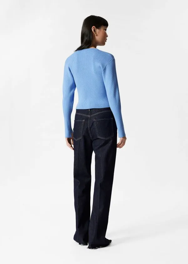 Women Knitwear and Other Stories Fitted RibKnit Cardigan Blue
