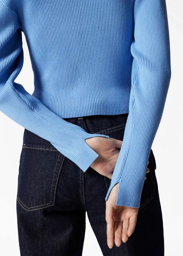Women Knitwear and Other Stories Fitted RibKnit Cardigan Blue