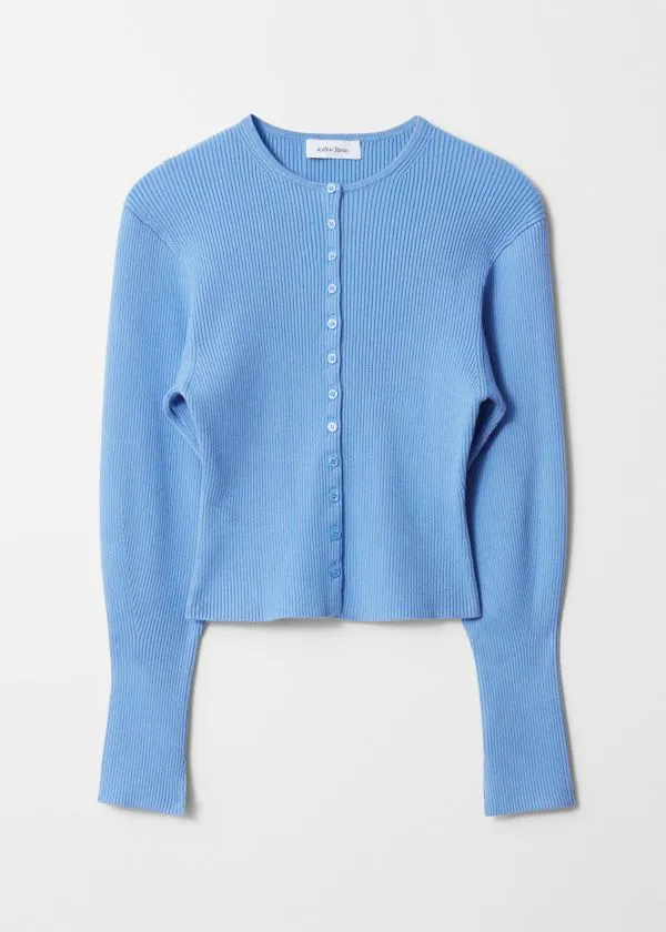 Women Knitwear and Other Stories Fitted RibKnit Cardigan Blue