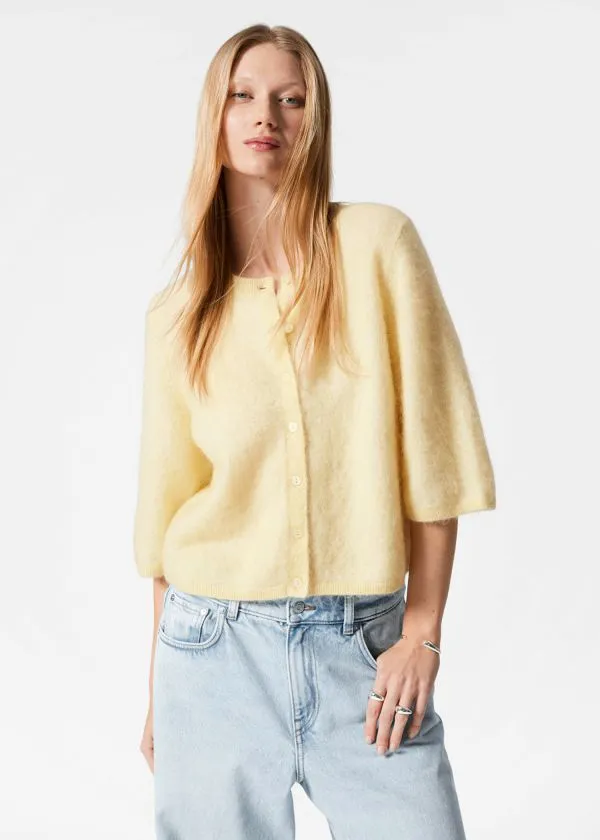 Women Knitwear and Other Stories Knitted MohairBlend Cardigan Yellow