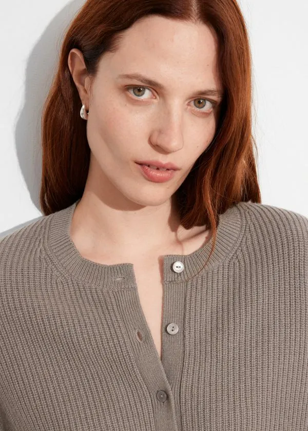 Women Knitwear and Other Stories Merino RibKnit Cardigan Mole