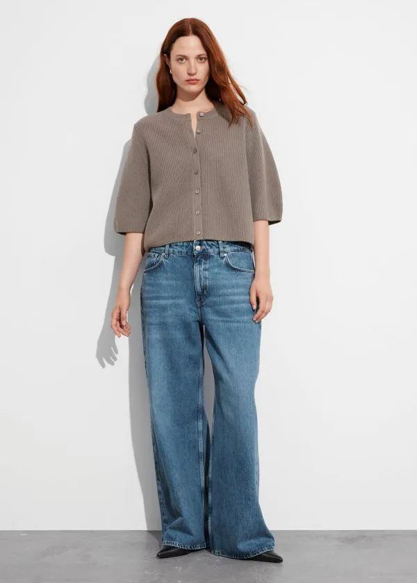 Women Knitwear and Other Stories Merino RibKnit Cardigan Mole