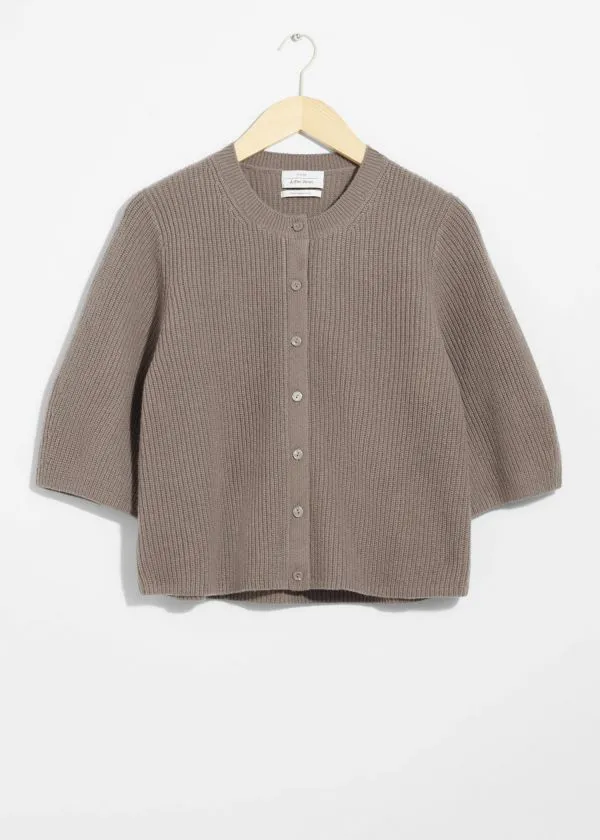 Women Knitwear and Other Stories Merino RibKnit Cardigan Mole