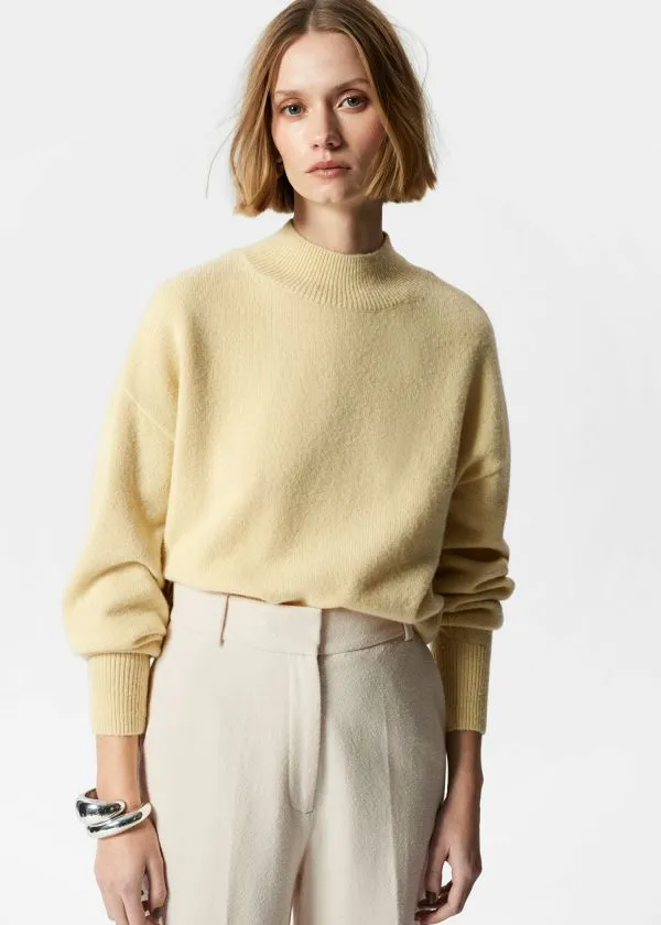 Women Knitwear and Other Stories Mock Neck Jumper Light Yellow