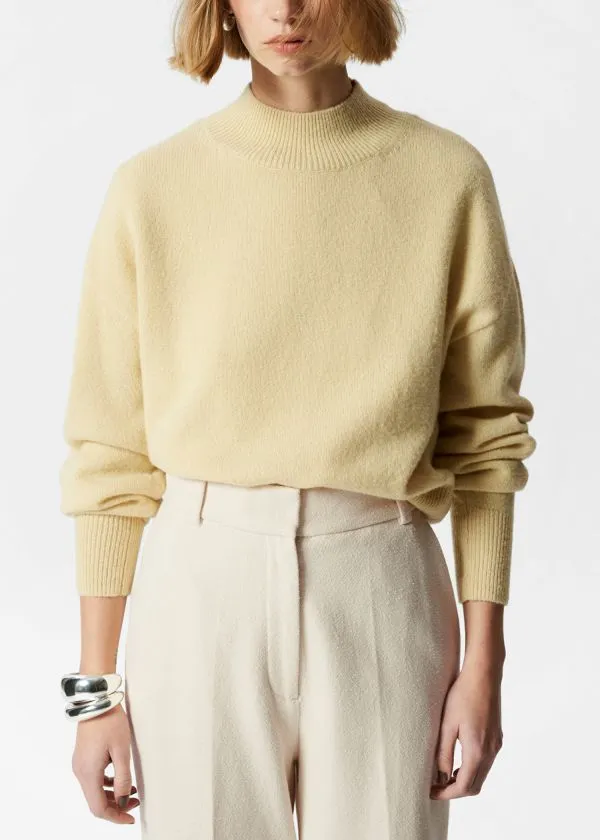 Women Knitwear and Other Stories Mock Neck Jumper Light Yellow