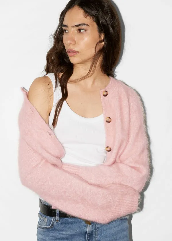 Women Knitwear and Other Stories MohairBlend Knit Cardigan Peach