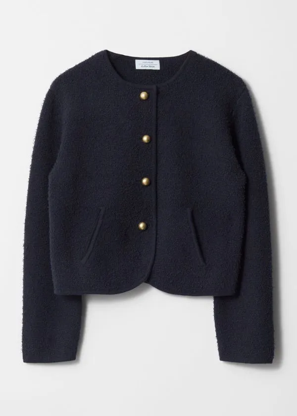 Women Knitwear and Other Stories Textured Glitter Cardigan Navy