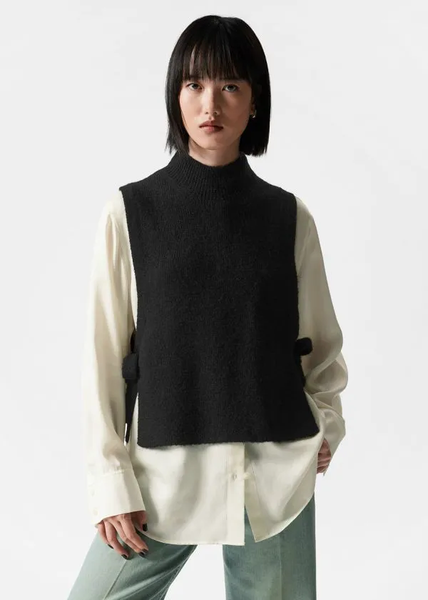 Women Knitwear and Other Stories Wool Bib Collar Black