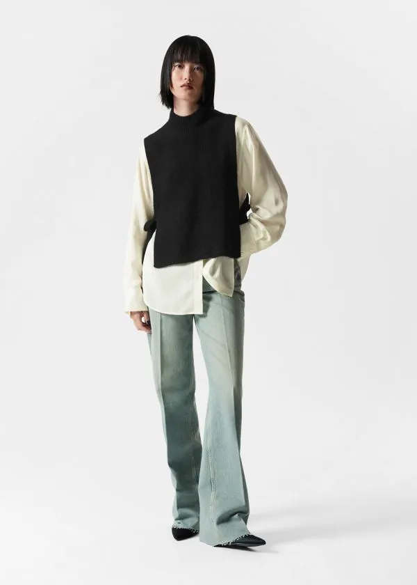 Women Knitwear and Other Stories Wool Bib Collar Black