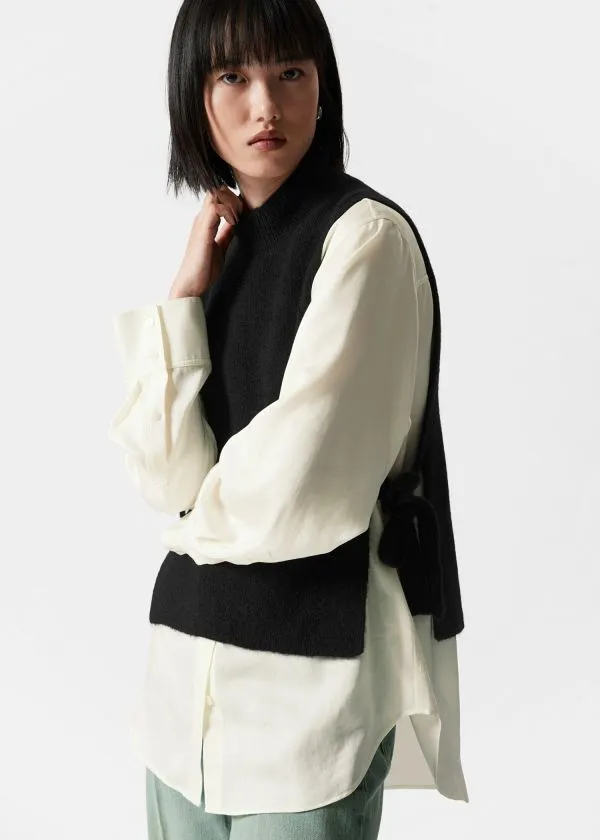 Women Knitwear and Other Stories Wool Bib Collar Black