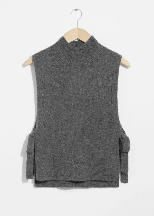 Women Knitwear and Other Stories Wool Bib Collar Grey
