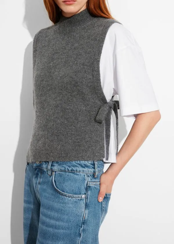 Women Knitwear and Other Stories Wool Bib Collar Grey
