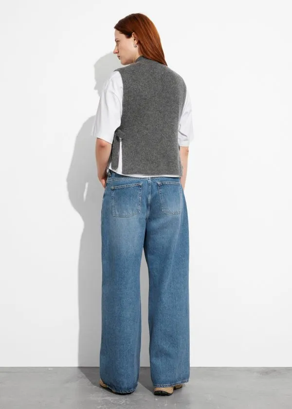 Women Knitwear and Other Stories Wool Bib Collar Grey