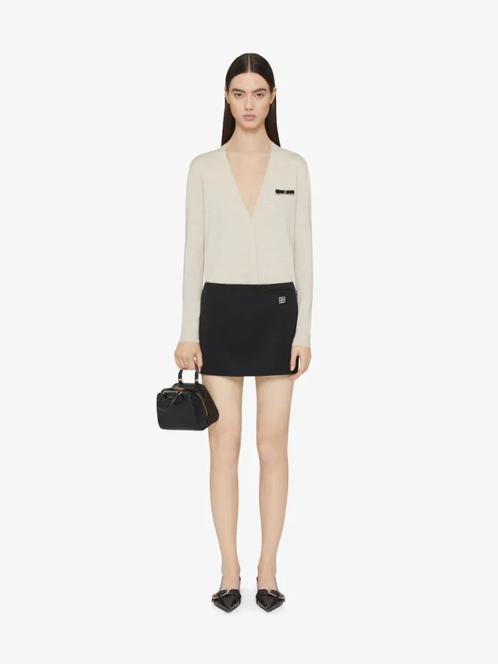 Women Knitwear Givenchy Cardigan In Wool With 4G Bow Detail Eggshell