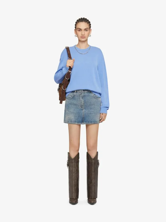 Women Knitwear Givenchy Sweater In Cashmere With Chain Detail Cornflower