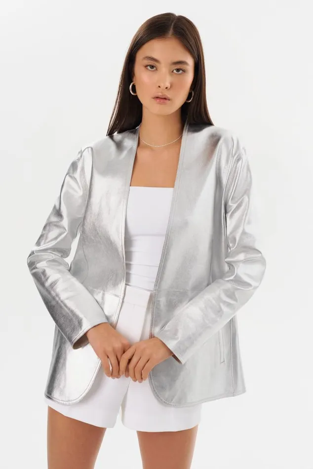 Women LEIGHTON Reversible Leather Blazer Winter Whitesilver LAMARQUE Leather Jackets