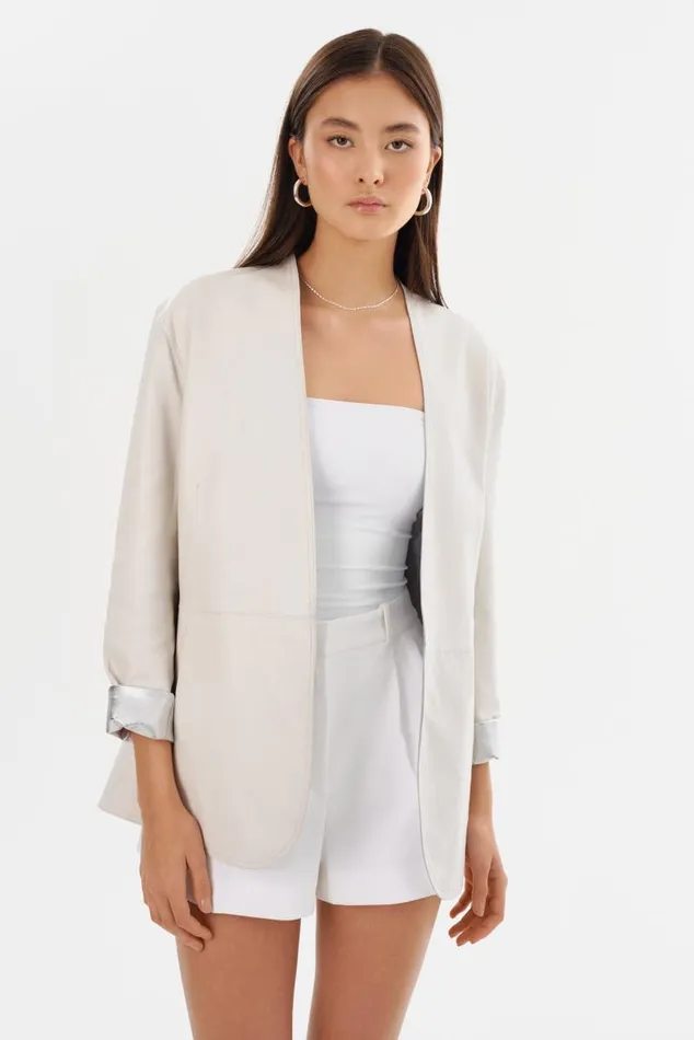 Women LEIGHTON Reversible Leather Blazer Winter Whitesilver LAMARQUE Leather Jackets