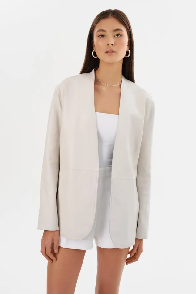Women LEIGHTON Reversible Leather Blazer Winter Whitesilver LAMARQUE Leather Jackets