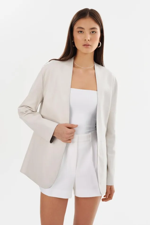Women LEIGHTON Reversible Leather Blazer Winter Whitesilver LAMARQUE Leather Jackets