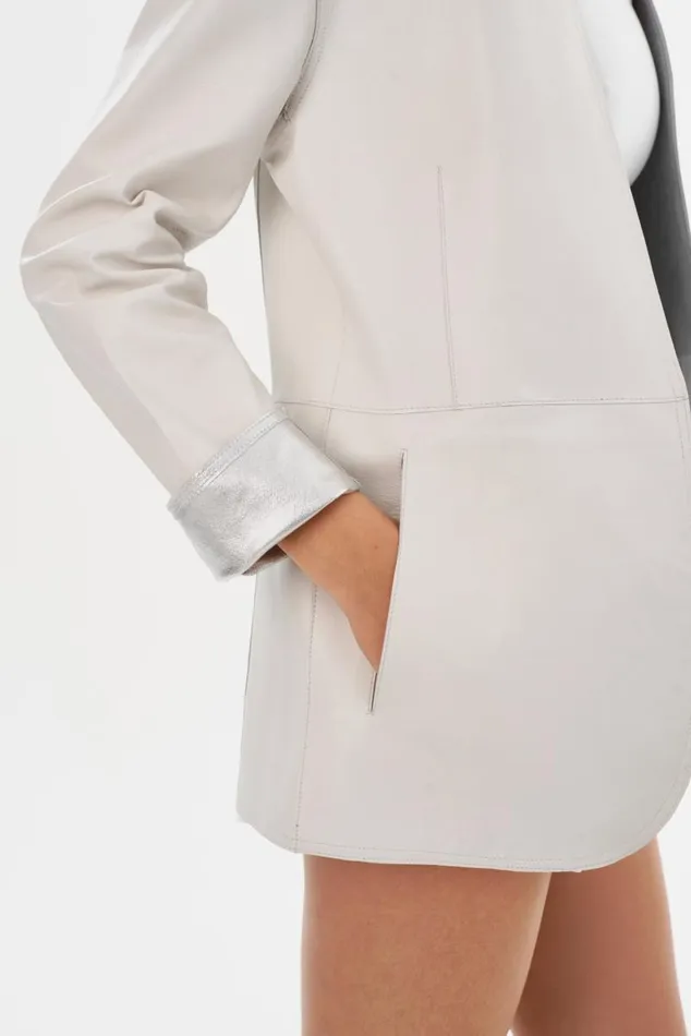 Women LEIGHTON Reversible Leather Blazer Winter Whitesilver LAMARQUE Leather Jackets