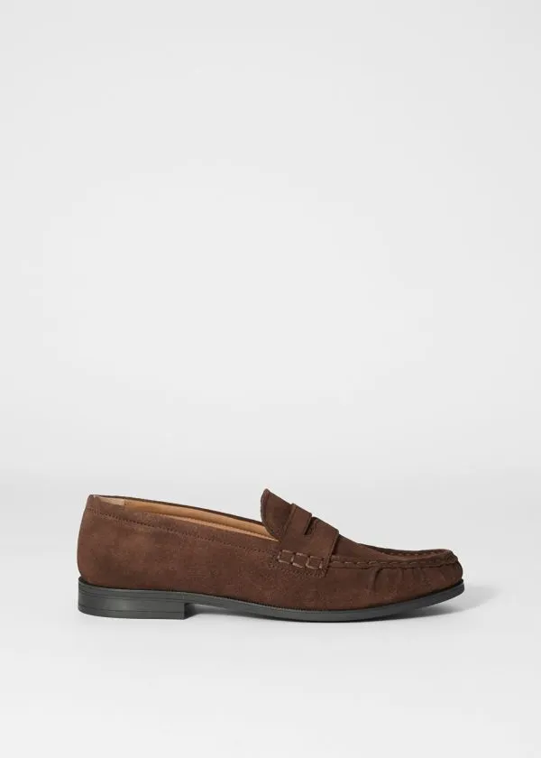 Women Loafers and Other Stories Suede Penny Loafers Brown
