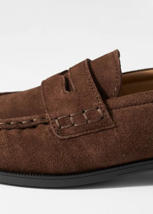 Women Loafers and Other Stories Suede Penny Loafers Brown