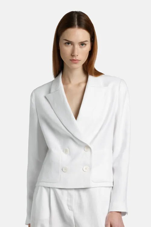 Women Luisa Spagnoli Venasca Venasca White Jackets and Blazers