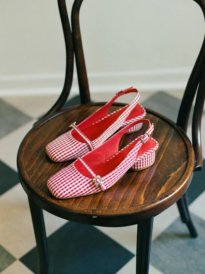Women Mackie Heel Pomodoro Gingham Lisa Says Gah Heels